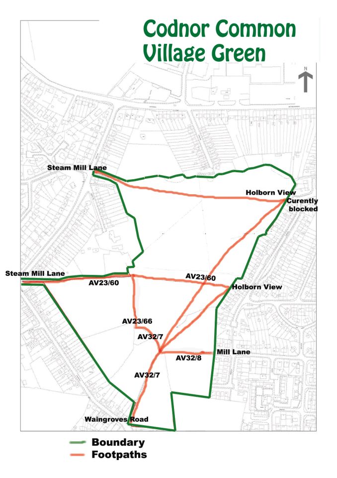 A map of Codnor Common before the two developments by Friends of Codnor Common